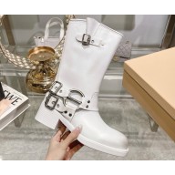 Miu Miu Leather Ankle Boots White with straps and buckles 2023