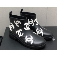 Chanel Front CC Logo Short Boots Printed Black/White 2023