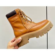 Celine Lace-Up Boots With Triomphe Celine Bulky In Calfskin Brown 2023