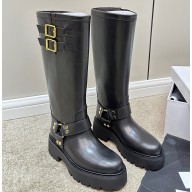 Celine Bulky Biker High Boots In Calfskin Black 2023