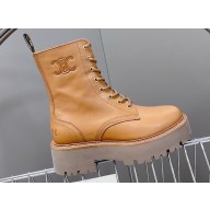 Celine Lace-Up Boots With Triomphe Celine Bulky In Shiny Bull Brown 2023