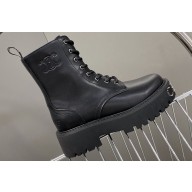 Celine Lace-Up Boots With Triomphe And Studded Outsole Celine Bulky In Shiny Bull Black 2023
