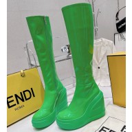 Fendi patent leather Fashion Show boots Green 2023