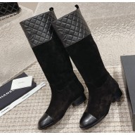 Chanel Heel 3cm Calfskin High Boots G45200 Suede Black 2023
