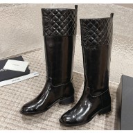Chanel Heel 3cm Calfskin High Boots G45200 Waxy Black 2023