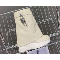 Givenchy Shark Lock Biker ankle boots in grained leather Beige 2023