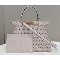 Fendi Peekaboo Iseeu Medium Bag in interlace leather White 2023