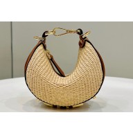 Fendi Fendigraphy Nano bag charm in Natural raffia 2023
