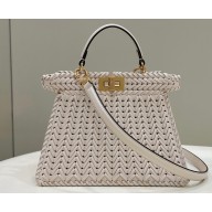 Fendi Peekaboo Iseeu Small Bag in interlace leather White 2023