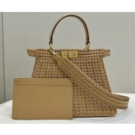 Fendi Peekaboo Iseeu Medium Bag in interlace leather Brown 2023