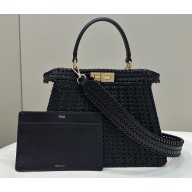 Fendi Peekaboo Iseeu Medium Bag in interlace leather Black 2023