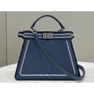 Fendi Peekaboo Iseeu Small Bag  in White and blue woven leather 2023