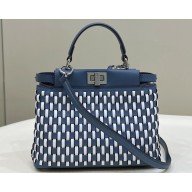 Fendi Peekaboo Mini bag in White and blue woven leather 2023