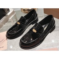 Miu Miu Patent Leather Loafers Black With Logo Coin 2023