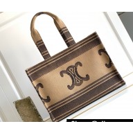 Celine Large Cabas Thais Bag In Textile With Triomphe And Calfskin 196762 Beige/Black 2023