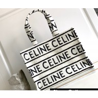 Celine Large Cabas Thais Bag In Textile With Celine All Over 196762 White/Black 2023