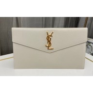 Saint Laurent uptown pouch in Grained leather 565739 White