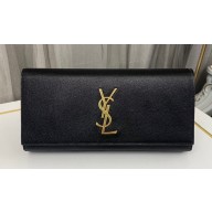 Saint Laurent kate clutch in grain de poudre embossed leather 326079 Black