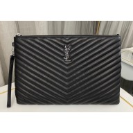 Saint Laurent cassandre matelassé document holder in quilted leather 440222 Black/Silver