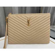 Saint Laurent cassandre matelassé tablet pouch in quilted leather 559193 Beige