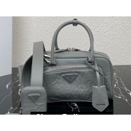 Prada Antique nappa leather multi-pocket top-handle bag 1bb099 Gray 2023