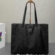 Prada Large antique nappa leather tote bag 1BG460 Black 2023