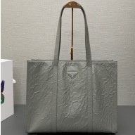 Prada Large antique nappa leather tote bag 1BG460 Gray 2023