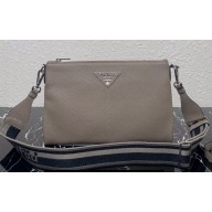 Prada Leather shoulder bag 1BH050 Gray 2023