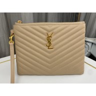Saint Laurent cassandre matelassé a5 pouch in quilted leather 379039 Beige