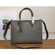Prada Large Saffiano Leather Handbag 1ba153 Gray/Black 2023