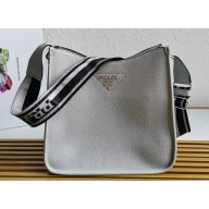 Prada Leather hobo bag 1BC073 Pale Blue 2023