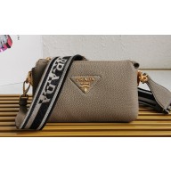 Prada Leather shoulder bag 1BH194 Gray 2023