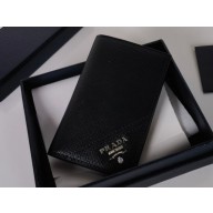 Prada Saffiano Leather Card Holder 2MC101 Metal lettering logo Black/Silver