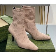 Gucci Heel 7.5cm GG knit ankle boots 718378 Beige 2023
