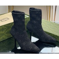 Gucci Heel 7.5cm GG knit ankle boots 718378 Black 2023