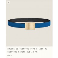 Hermes Typo belt buckle & Reversible leather strap 32 mm 07 2023