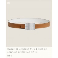 Hermes Typo belt buckle & Reversible leather strap 32 mm 10 2023