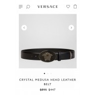 Versace Crystal Medusa Head Leather Belt 4 cm 2023