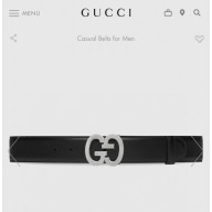 Gucci Width 4cm GG buckle wide belt 745826 Black/Silver 2023