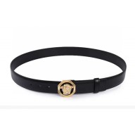 Versace Black & Gold Octagonal Medusa Leather Belt 4 cm 2023