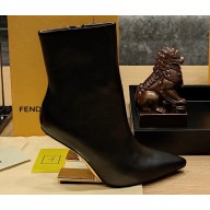 Fendi Heel 9cm First nappa leather high-heeled Ankle boots Black 2023