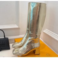 Louis Vuitton Heel 5.5cm Shake High Boots Python Pattern Gold 2023