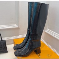 Louis Vuitton Heel 5.5cm Shake High Boots Python Pattern Black 2023
