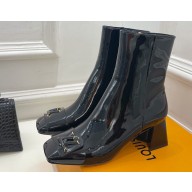 Louis Vuitton Heel 5.5cm Shake Ankle Boots Patent Black 2023