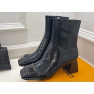 Louis Vuitton Heel 5.5cm Shake Ankle Boots Python Pattern Black 2023
