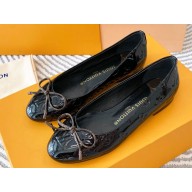 Louis Vuitton Monogram-embossed calf leather Nina Flat Ballerinas Patent Black 2023