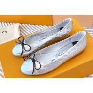 Louis Vuitton Monogram-embossed calf leather Nina Flat Ballerinas Silver 2023