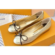Louis Vuitton Monogram-embossed calf leather Nina Flat Ballerinas Gold 2023