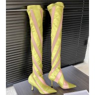 Jimmy Choo Heel 10.5cm NZ / Mugler Sheer Spiral Stretch Fabric Sock Over-The-Knee Boots 01 2023