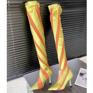 Jimmy Choo Heel 10.5cm NZ / Mugler Sheer Spiral Stretch Fabric Sock Over-The-Knee Boots 05 2023